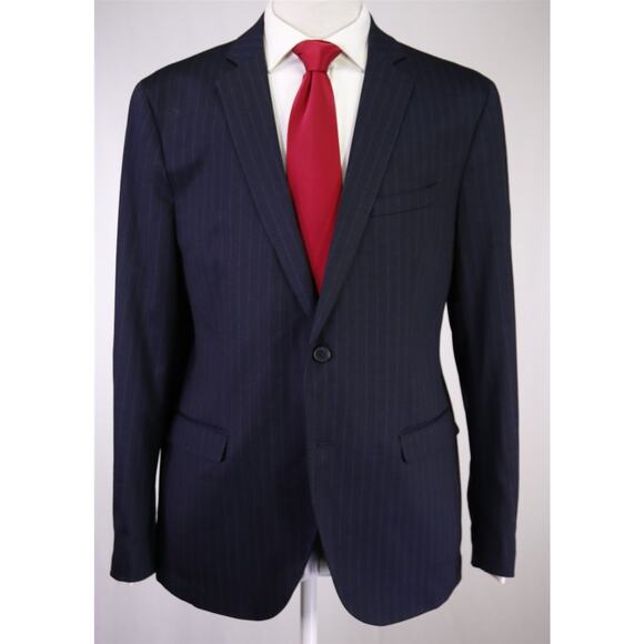 The Savile Row Company Navy Blue Pinstripe Fairfax Suit Drawstring Waist 44R - Picture 2 of 9
